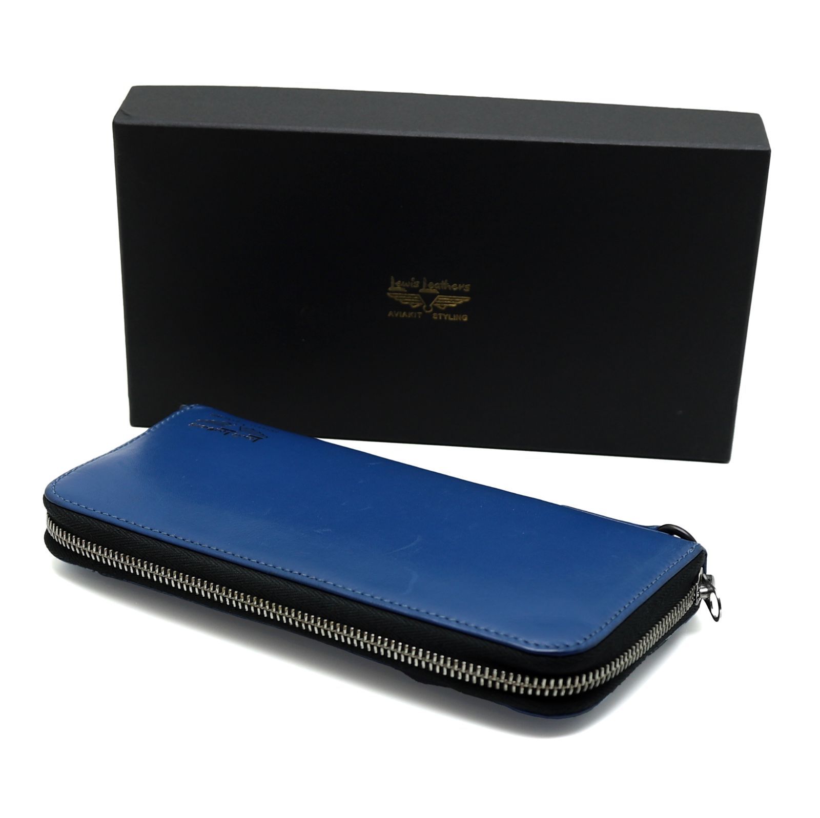 未使用　ルイスレザー✖️ポーター長財布 Lewis Leathers x PORTER LONG WALLET 長財布 馬革 ブルー