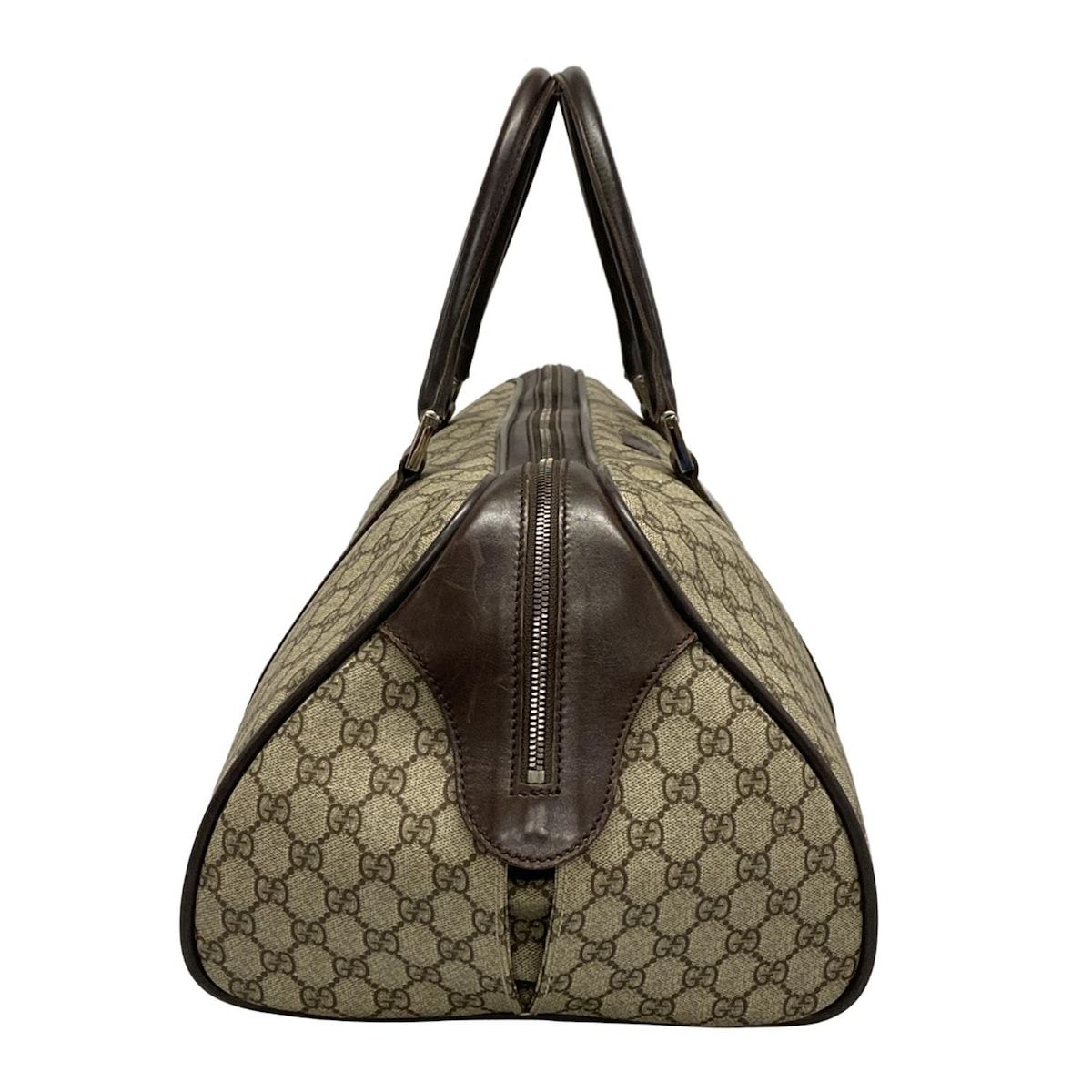 GUCCI グッチ ボストンバッグ GGスプリーム 108793 ベージュ×ダークブラウン レザー