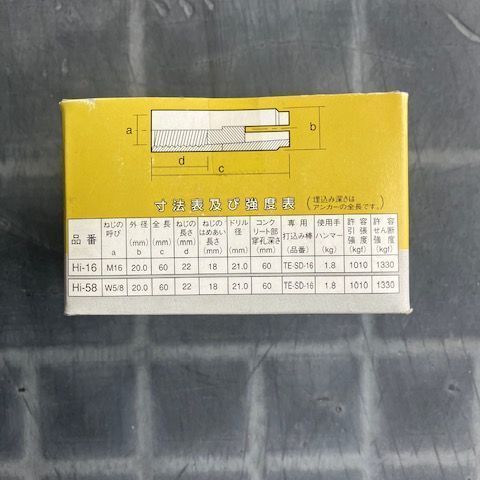 ステンレス ホーク ヘッドインアンカー Hi-16 M16