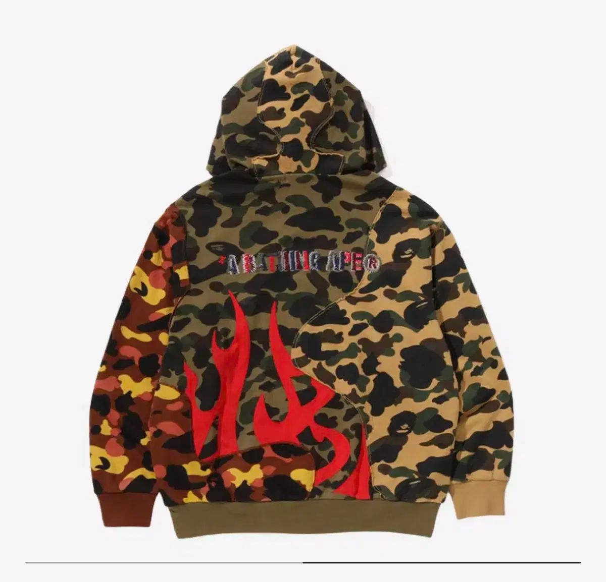 正規品 A BATHING APE アベイシングエイプ パッチワーク フード付き ジップアップパーカー XL