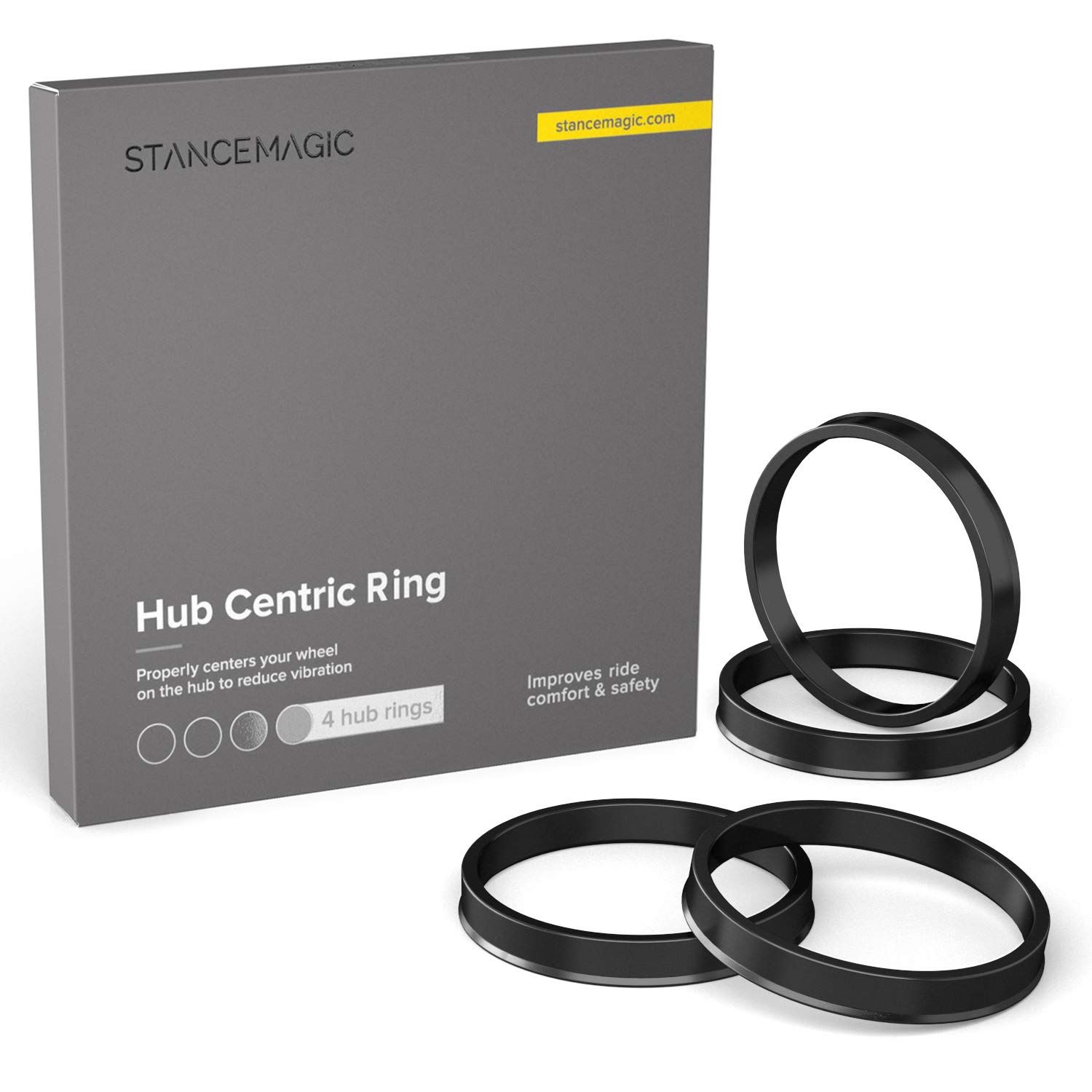 Hubcentric リング (4個パック) - 内径66.9mmから外径74.1mm - ブラックポリカーボンプラスチック ハブリングハブ - キャデラック シボレー GMC ビュイック 66.9mm車両ハブと74.1mmホイールセンターボア