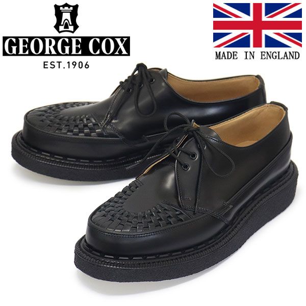 GEORGE COX (ジョージコックス) EYELET SKIPTON 15473 IV ラバーソール レザーシューズ 040 BLACK UK8.5-約27.5cm