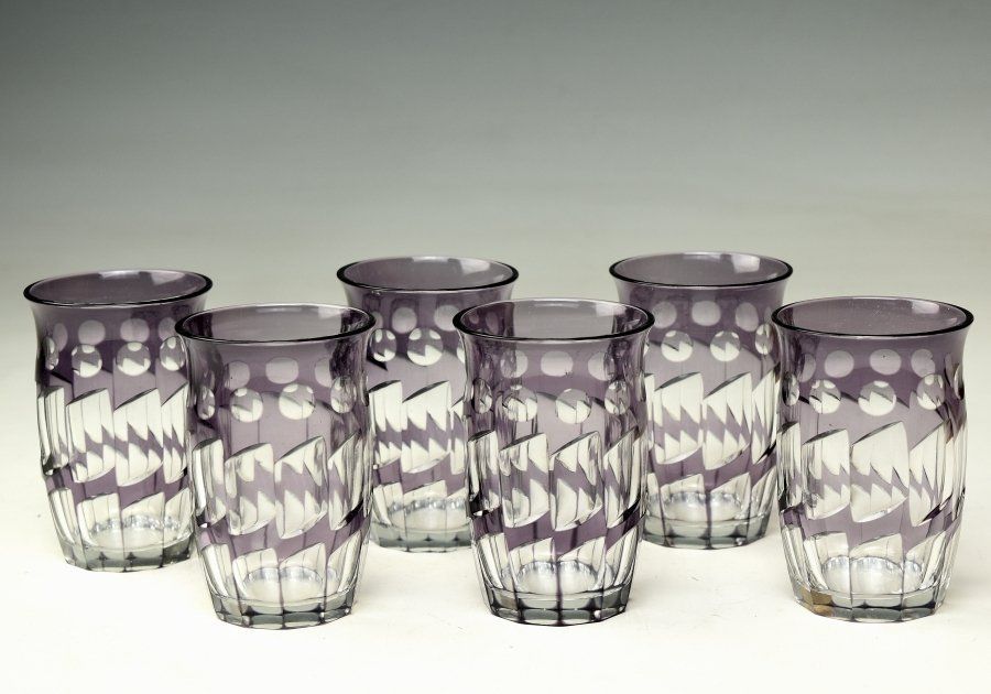 蔵A2657a レトロ 切子 ガラスコップ グラス ６客