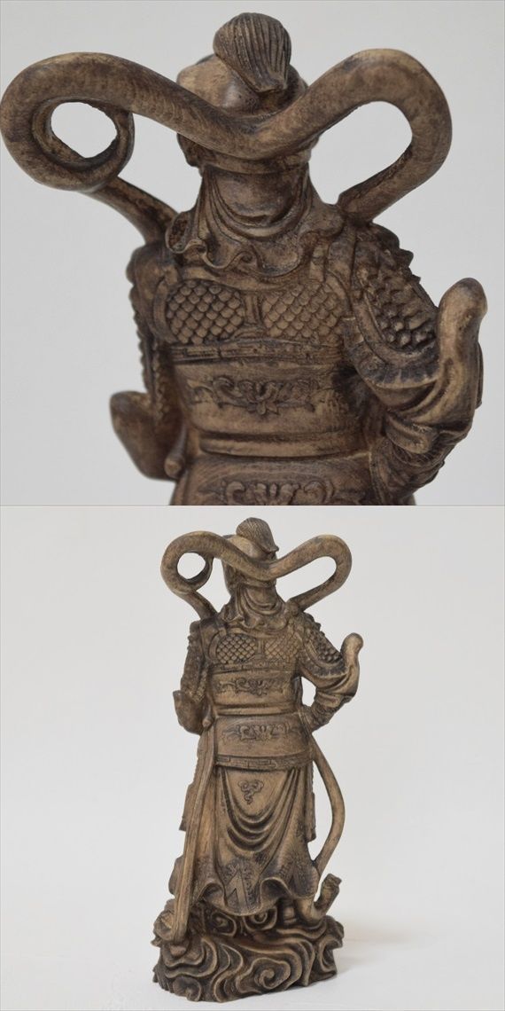 韋駄天 木彫り 神像 仏像 立像 仏教美術 置物 木彫 フィギュア