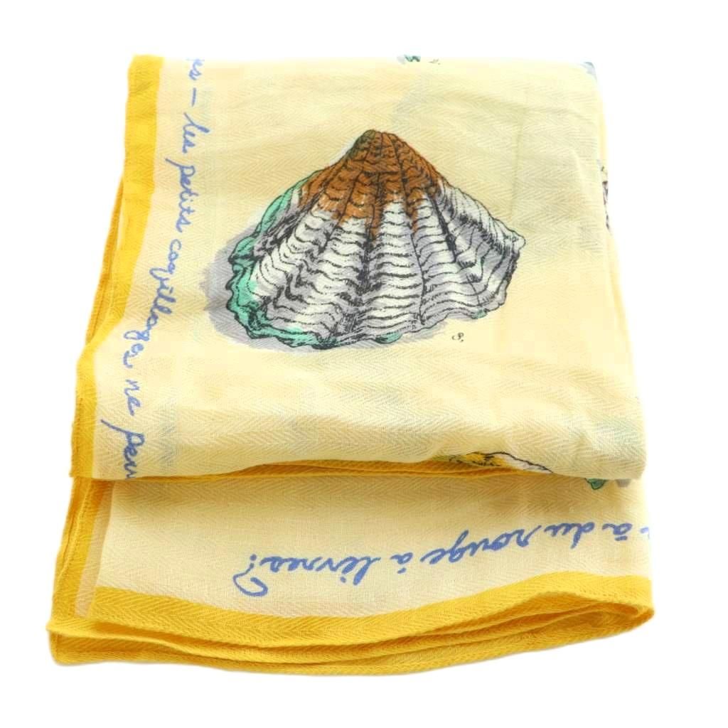 マニプリ manipuri リネンミックスストール120 シェル 総柄 黄色 クリーム色 MI OS