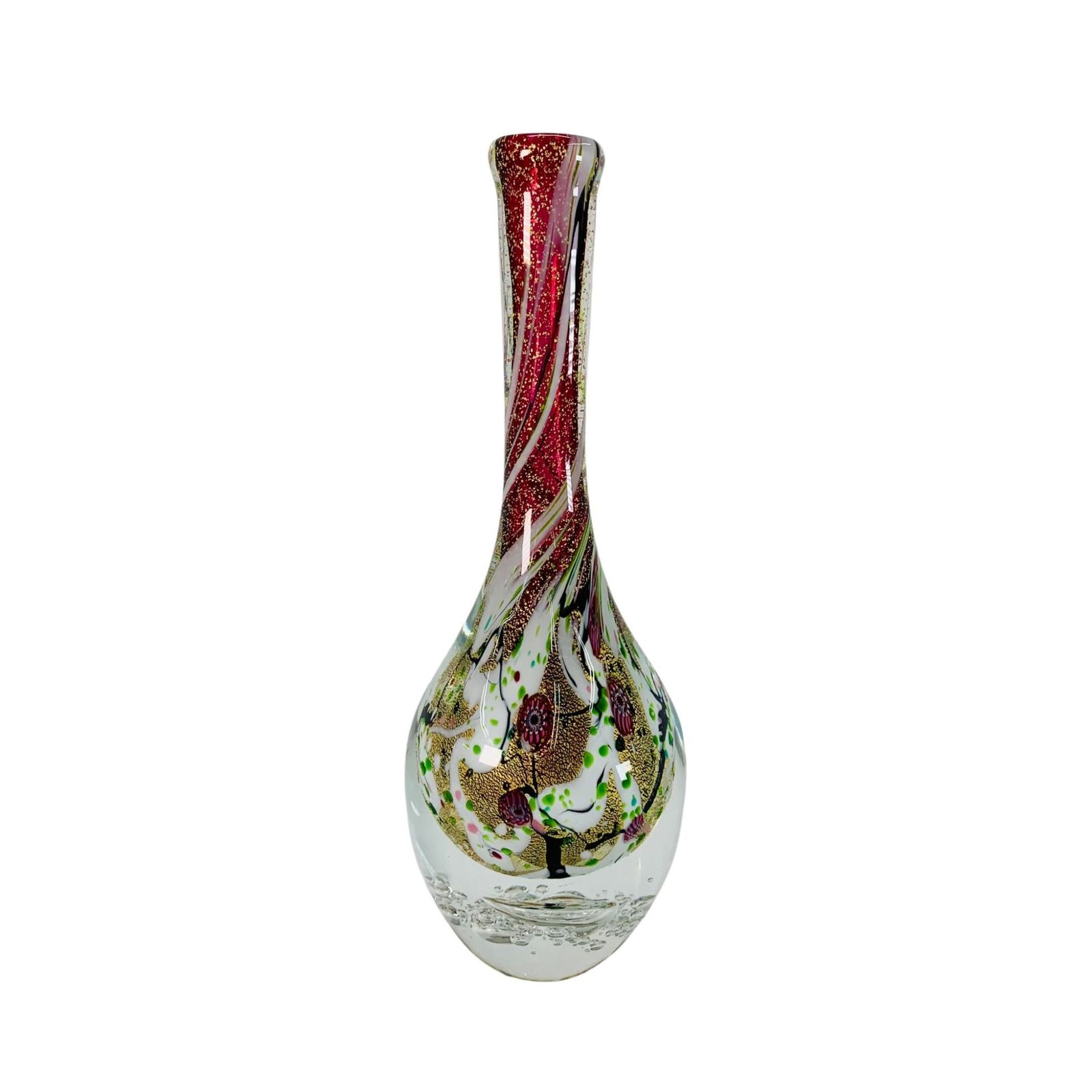 超希少品　サイン有り 現代の名工 黒木国昭 銀彩泡入花器 一輪挿し 超希少品 サイン有り 現代の名工 黒木国昭 銀彩泡入花器