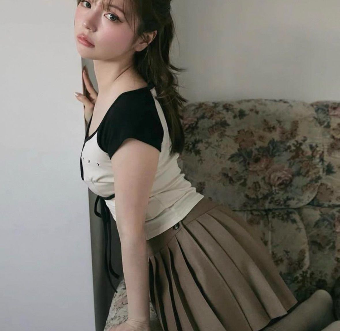 andmary アンドマリー alma ribbon tops グレー（アンドマリー