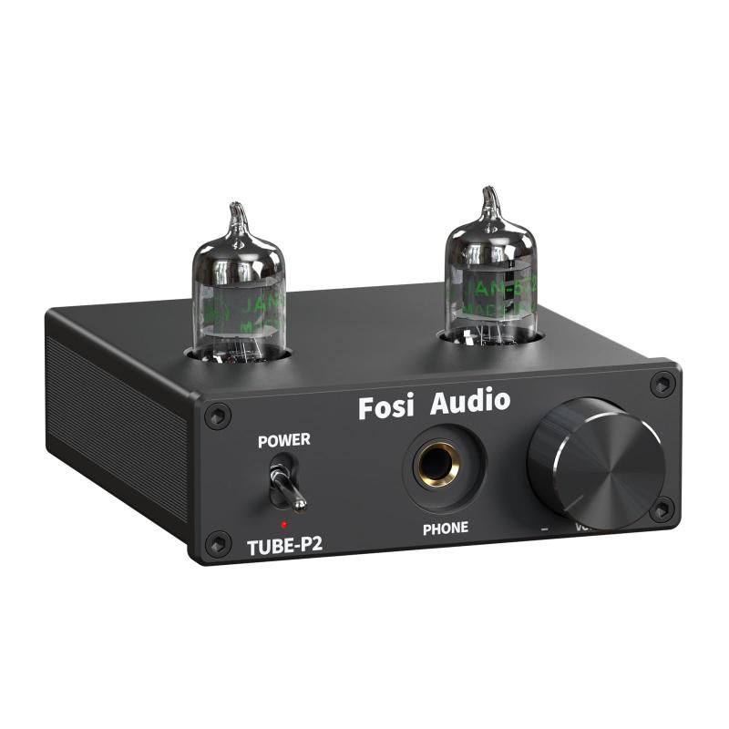 Fosi Audio P2 ヘッドフォン アンプ 小型 真空管 ヘッドホンアンプ ミニ HiFi ステレオ オーディオ 低グランドノイズ出力保護 6.35mmポート 電源付き 並行輸入品