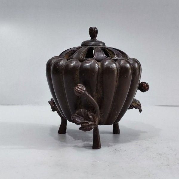 3点 かぼちゃの 香炉 装飾品 現代工芸品 美術品 置物 銅 細工 茶道具