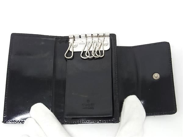 GUCCI グッチ レザー×ナイロン GG柄 キーケース 鍵入れ レディース