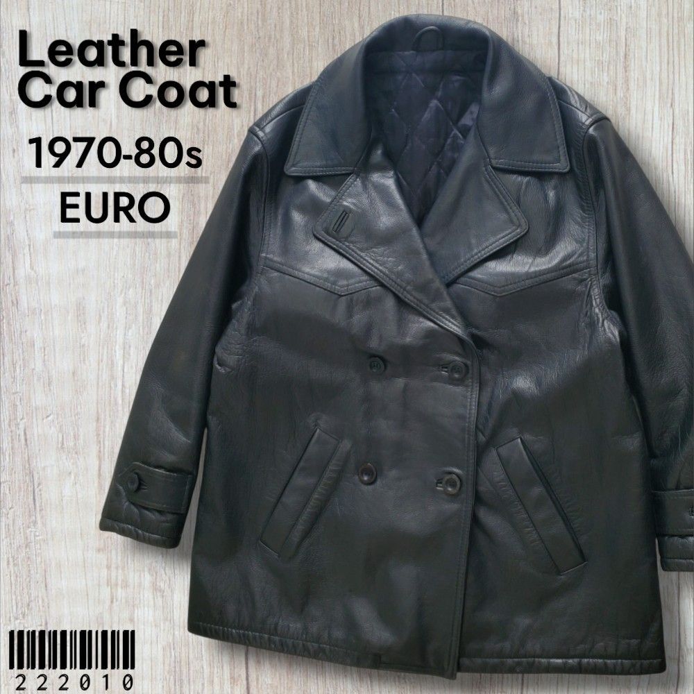 Euro vintage 1970-80s Leather Car Coat 古着 本革 ウエスタンヨーク
