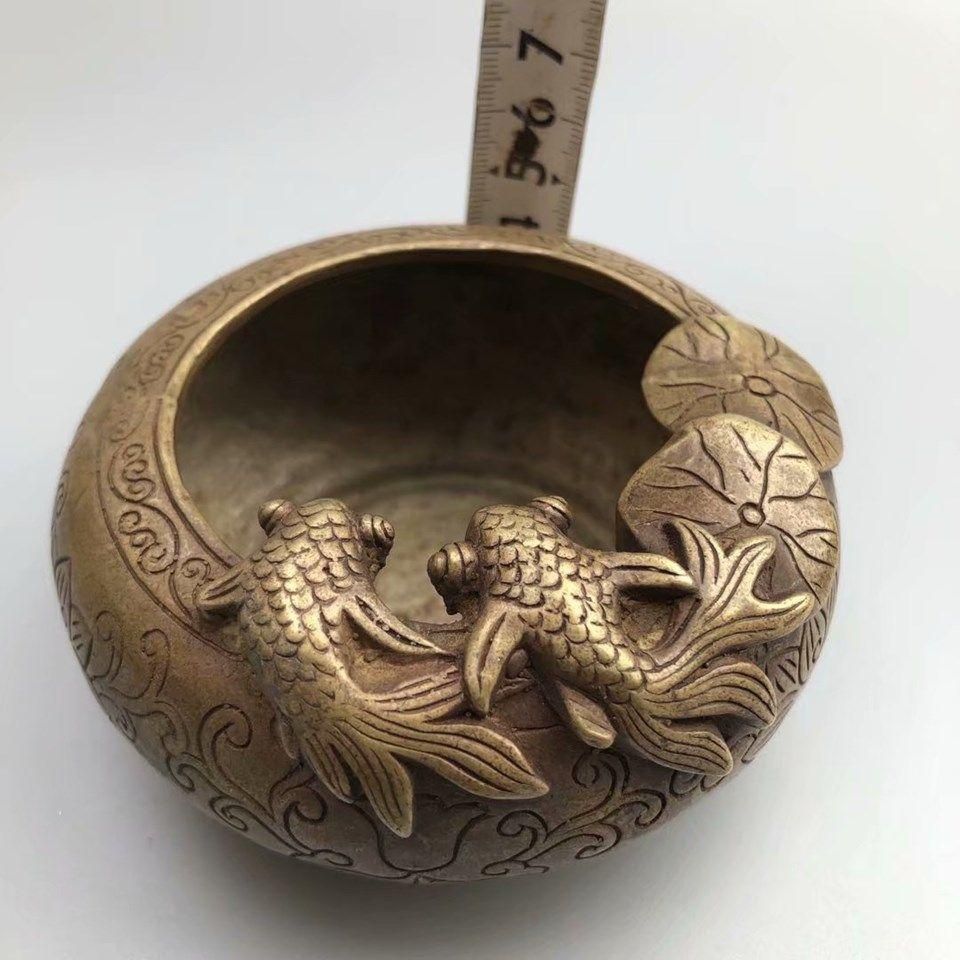 金魚蓮花 筆洗 銅製 水盂 古文房具   装飾品   工芸品 美術品 置物 金魚蓮花 筆洗 銅製 水盂 古文房具 装飾品 工芸品 美術品 置物