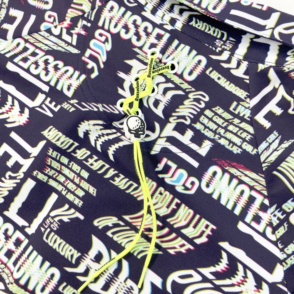 新品 5サイズ 定価26,400円 ポロシャツ ラッセルノ russeluno RUSSELUNO ラッセルノ 半袖ポロシャツ ルチャ刺繍 ブラック系 サイズ