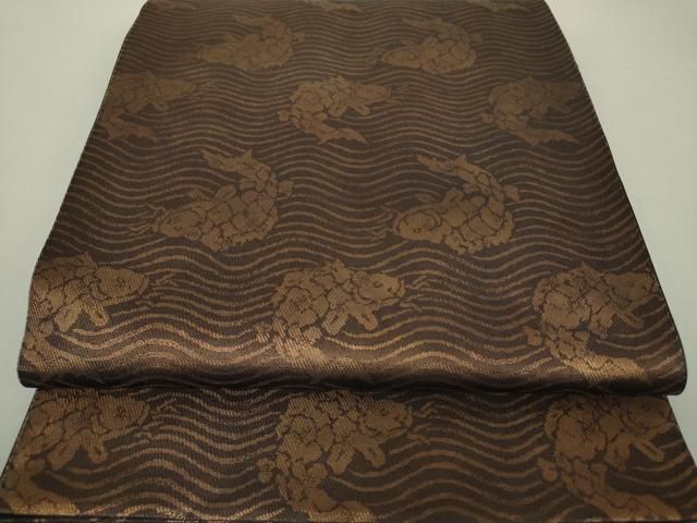 平和屋着物●六通柄 本袋帯 名物裂 荒磯 金糸 正絹 DAAS3632ps
