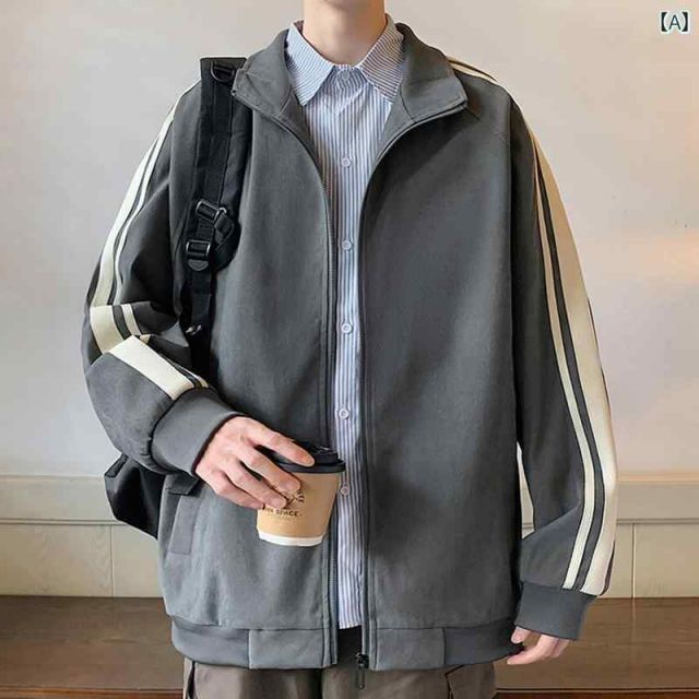 メンズ ラウンドネック 長袖 スウェットシャツ コントラストカラー [XL]メンズ ファッション 服 男性用 オシャレ シンプル 大人 かっこいい 大きいサイズ ストリート 紳士服 スタンドカラー ジャケット ストライプ ジャケット ファッション トップス 服 スポー