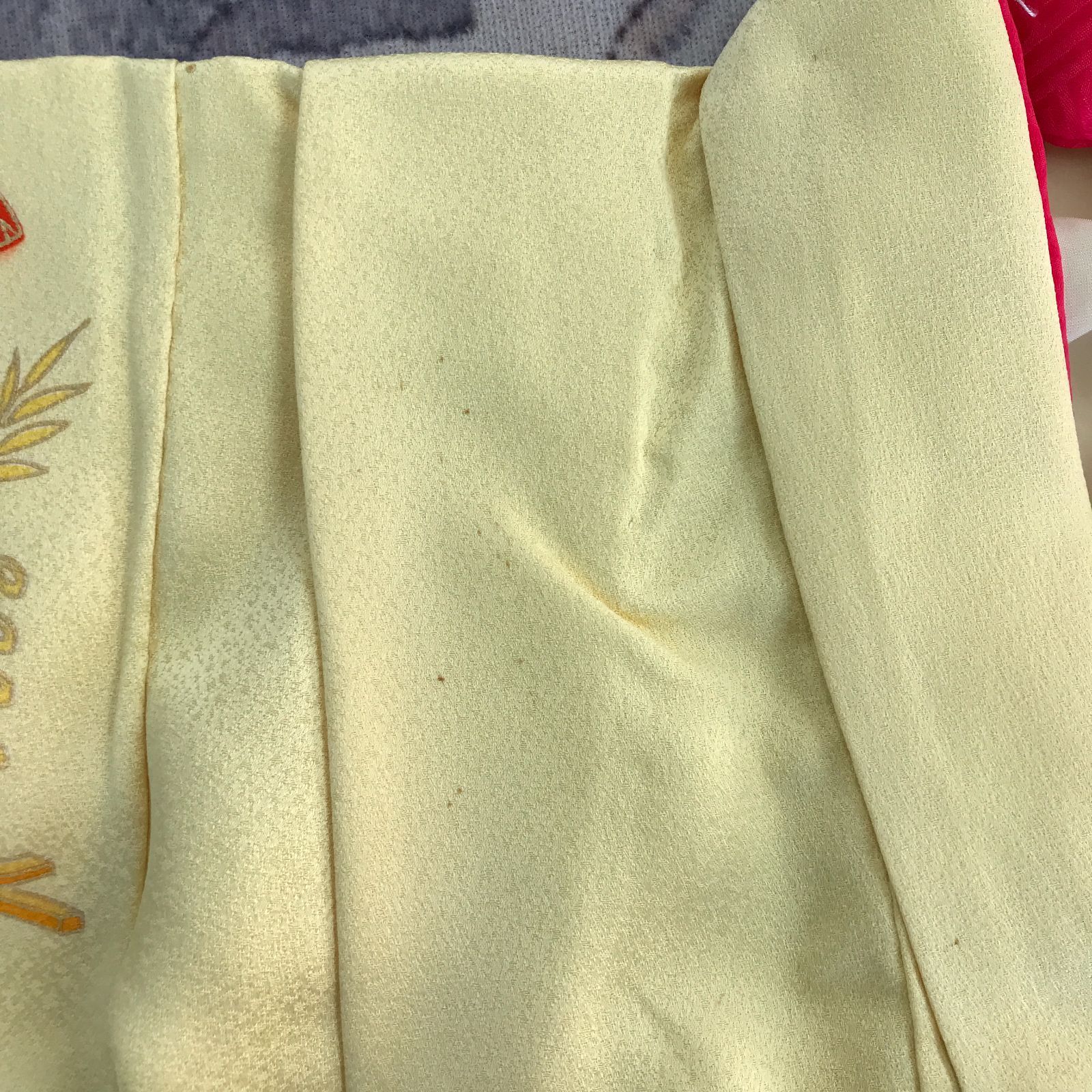  七五三 7歳女の子 着物 四つ身 黄色 長襦袢 作り帯セット 帯揚げ帯締めしごき付き ビンテージ きもの猫田 T 0340 着物 着物ドレス 着物 浴衣 和小物