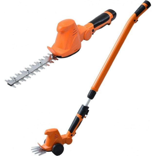 山善 7.2V 充電式 芝刈り機 2Way バリカン-ヘッジトリマー LPHC-725OR 草刈 コードレス キャスター付 電度 剪定 園芸 庭 ガーデン