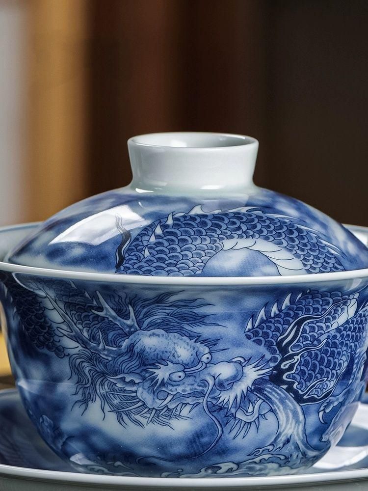景徳鎮 青花竜紋三才蓋碗 茶碗 湯飲み煎茶器 新品未使用 景徳鎮 青花竜紋三才蓋碗 茶碗 湯飲み煎茶器 新品未使用 - メルカリ
