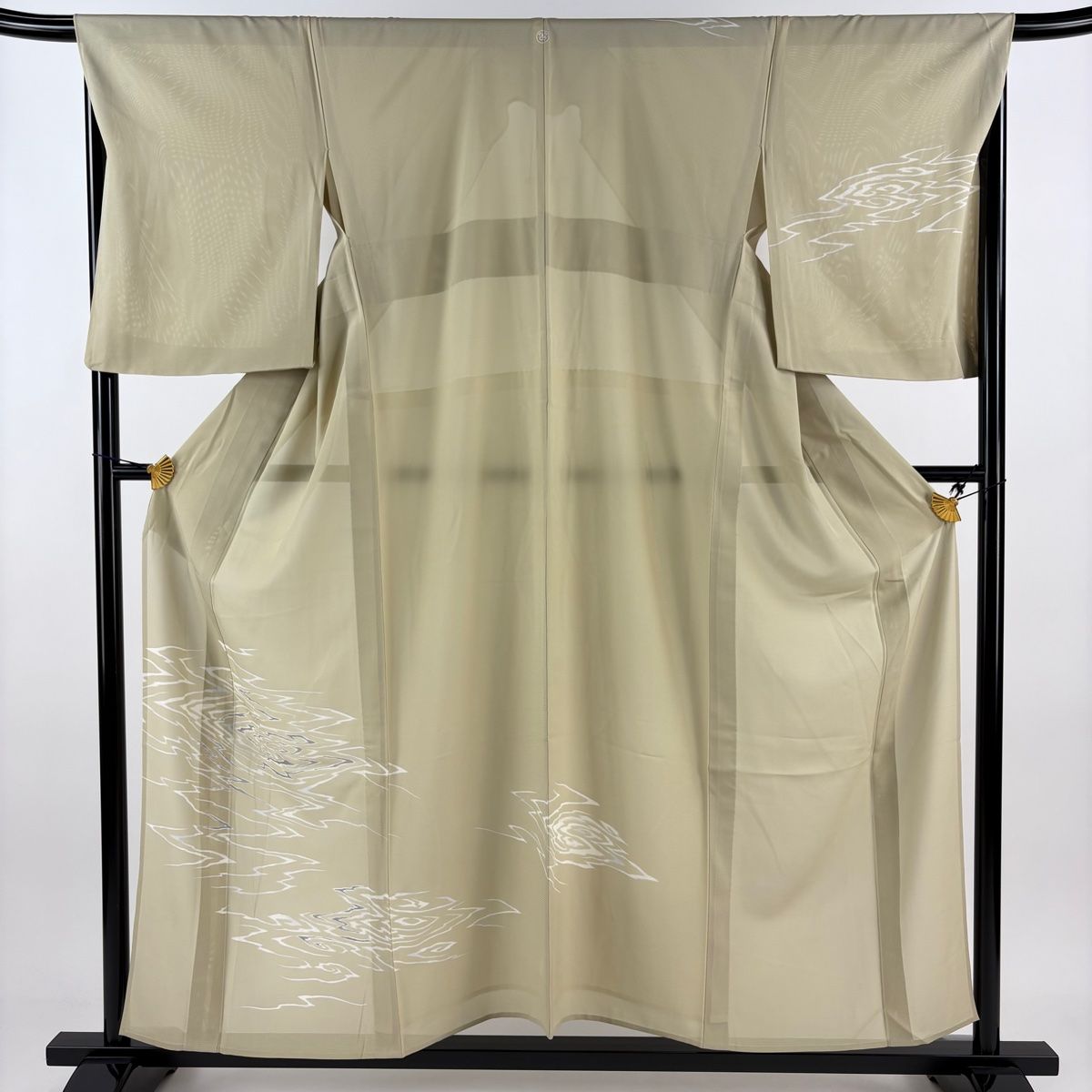 付下げ 身丈156cm 裄丈67cm M 薄物 水面 茶緑色 正絹 秀品 一つ紋