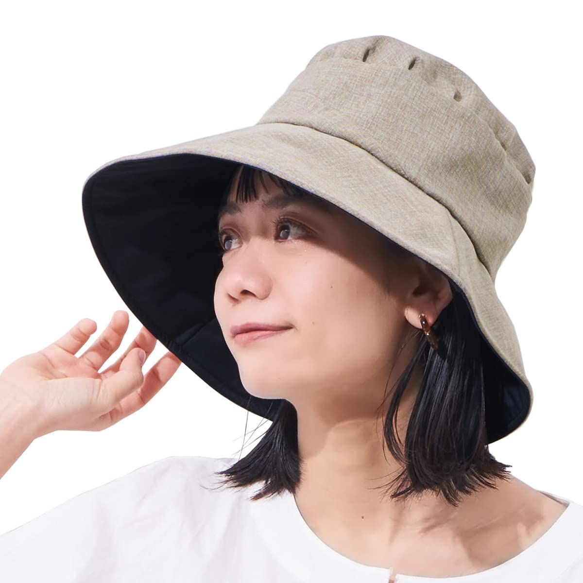 【在庫処分】帽子 レディース ] 夏 4色あり / フリーサイズ [ ハット 遮光 99.9% UVカット レア かぶる日傘 CHARM