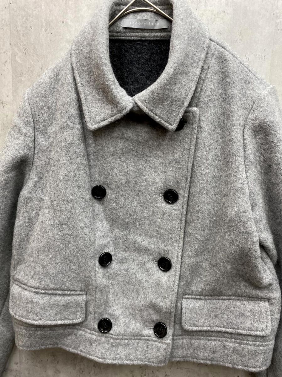 theory luxe セオリーリュクス ショート丈 ダブルボタン ジャケット size38 グレー ◆ ◎レディース