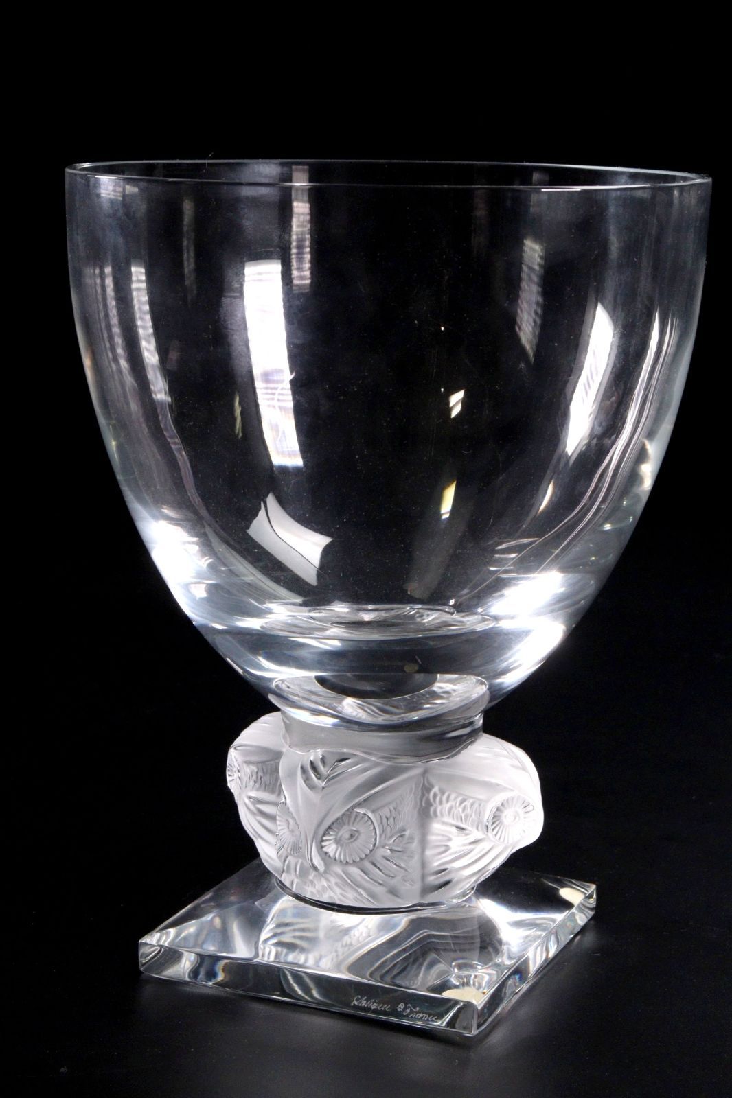 ▽ Lalique ルネ・ラリック グランデュック オウルフラワーベース 花瓶