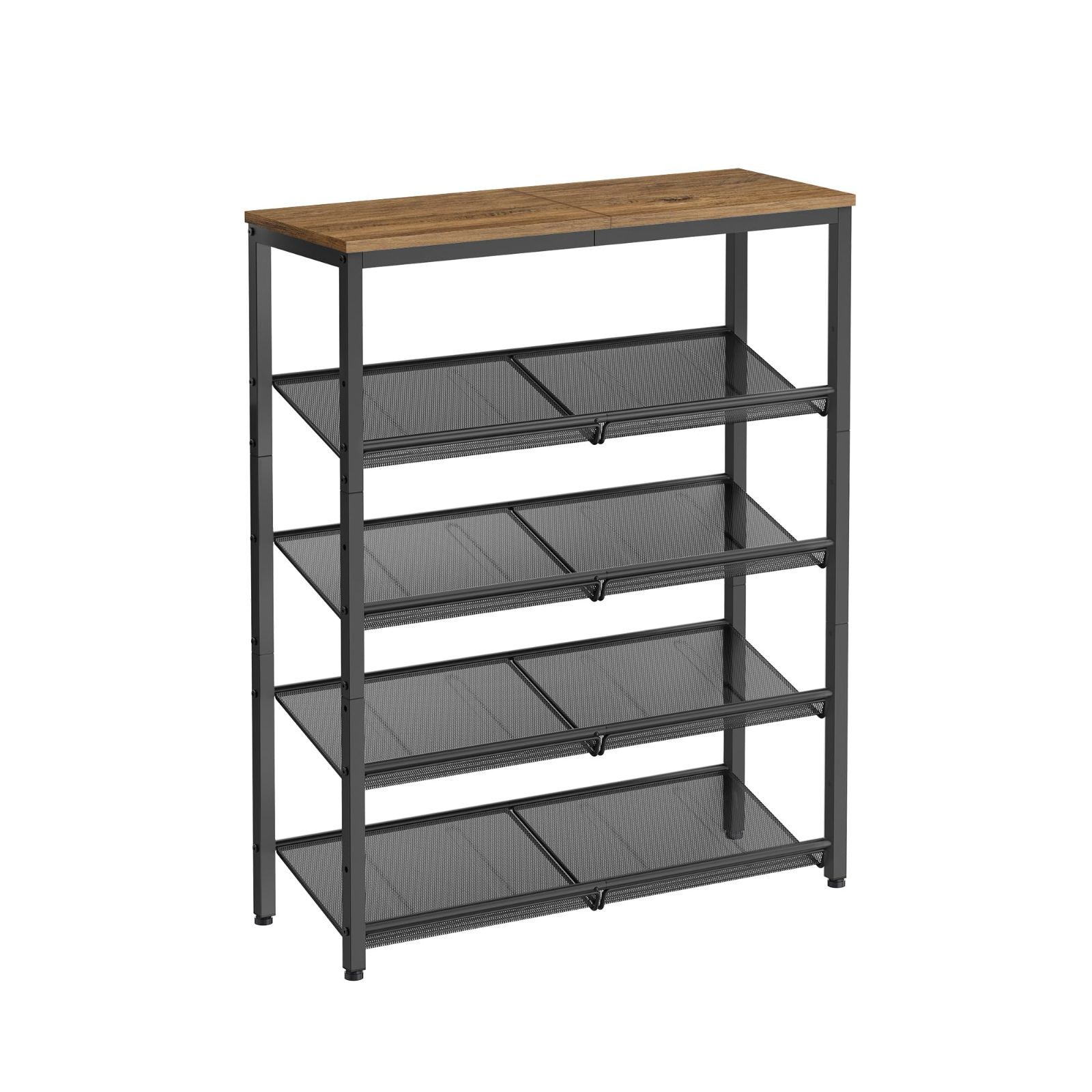 大容量 木製 玄関収納 収納家具 5段 シューズ 奥行28㎝ 省スペース 高さ93㎝ メッシュ棚調整 玄関 おしゃれ 棚 靴収納 下駄箱 靴箱 通気性 ワイド シューズラック オープン シンプル VASAGLE ライトブラウン LBS038K01 ATMAENTERPRISE_COM