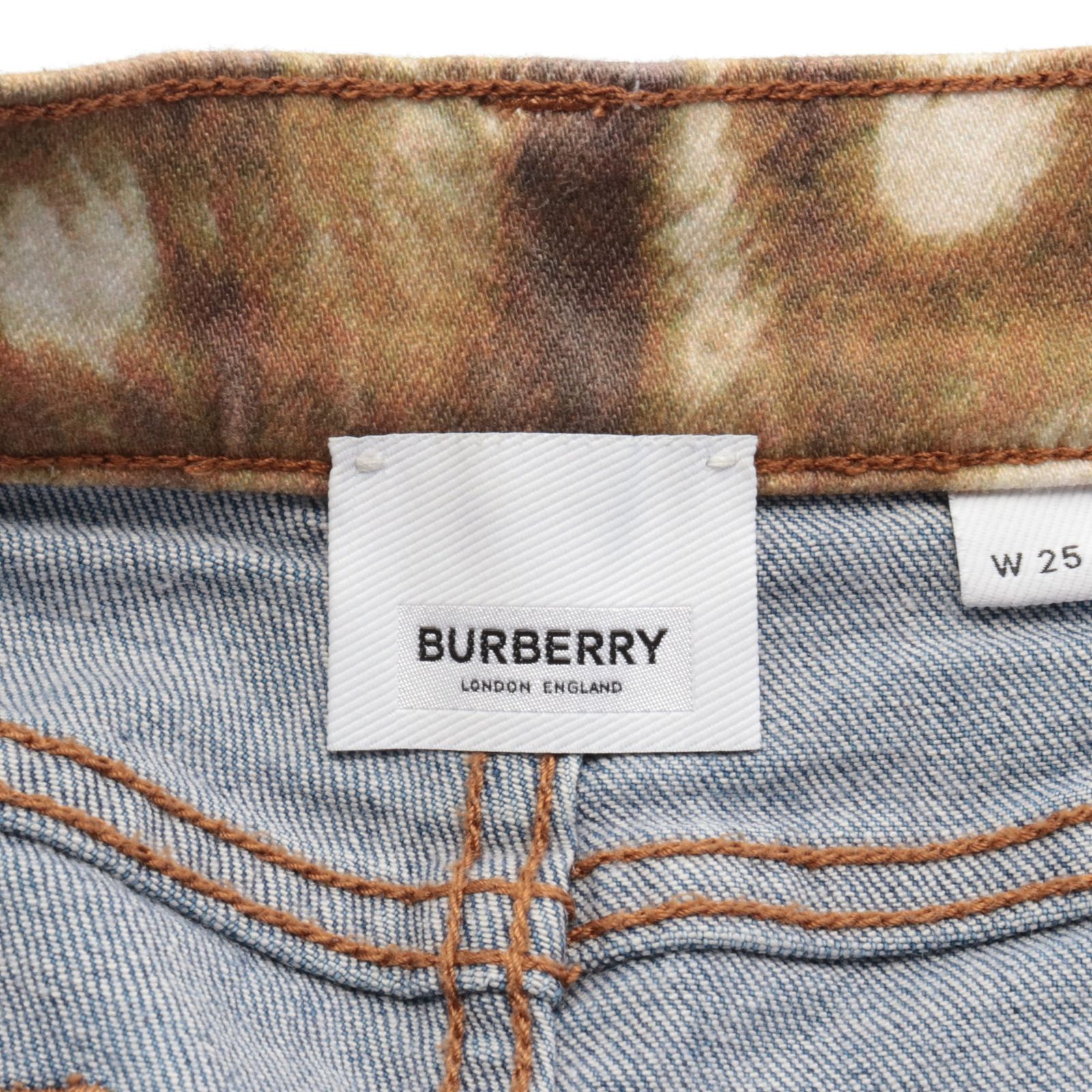 【ABランク】BURBERRY／バーバリー バンビウエスト スキニー デニムパンツ ブルー ブラウン【中古】