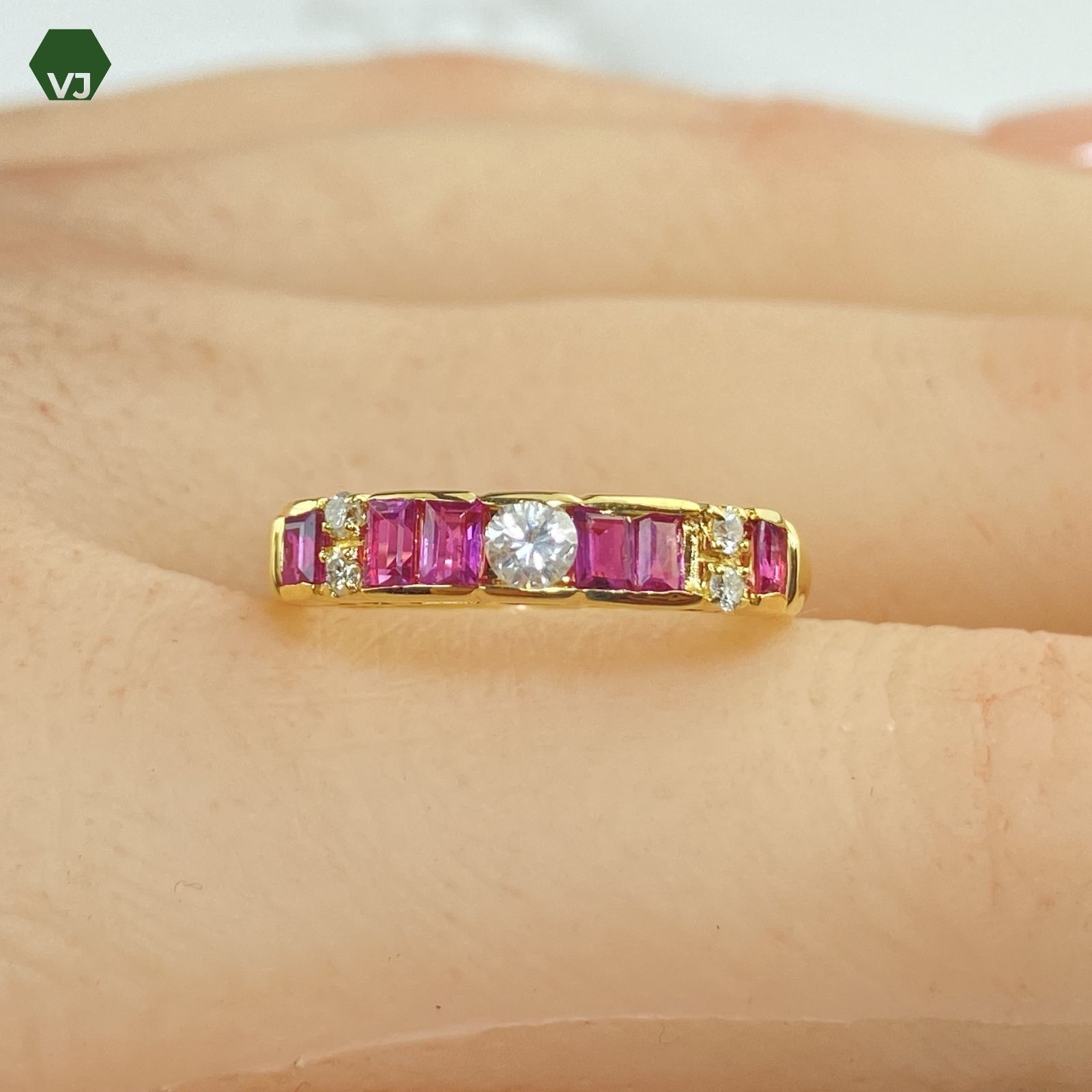 24-25】ルビー ダイヤモンド リング R0.5ct D0.17ct【中古】【K18YG 