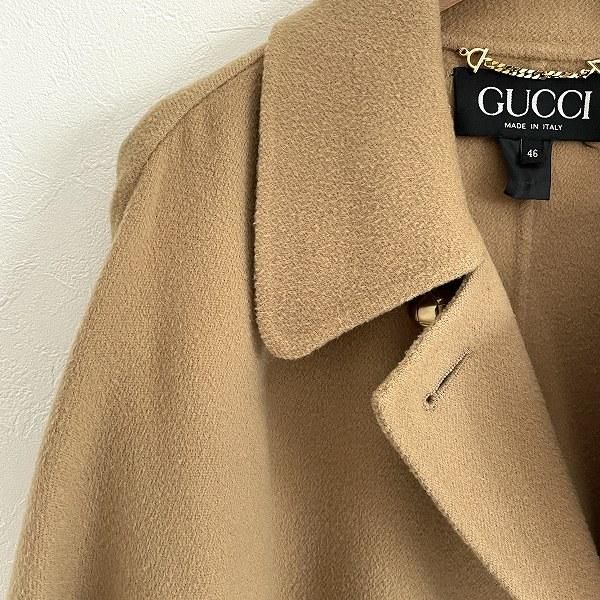 wnc グッチ GUCCI コート 46 キャメル色 金ボタン ヴィンテージ