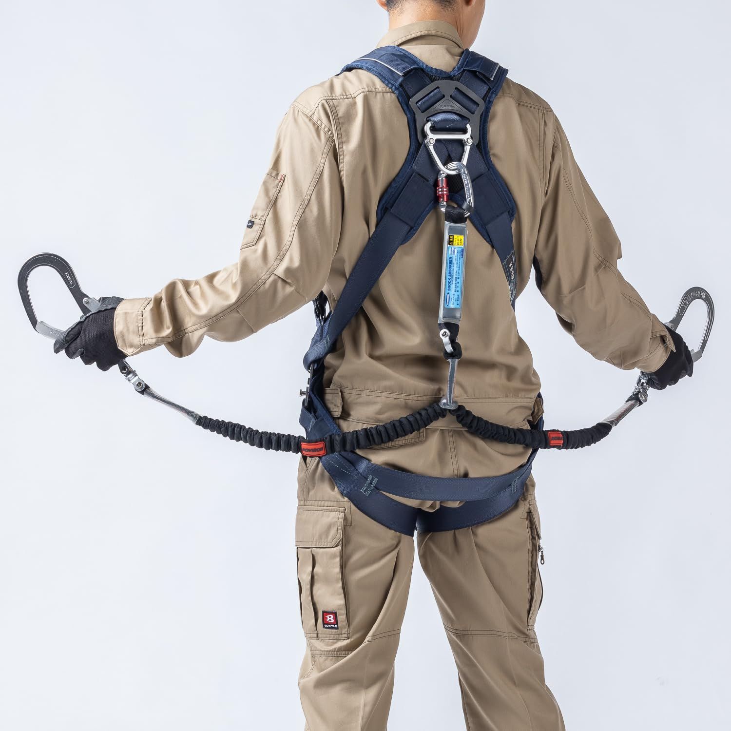 新着商品 フルハーネス 安全帯 墜落制止用器具 高所作業 2丁掛けランヤード ツヨロン THL-2-NV93SV-21KS-2R23 ツインランヤード 黒 ブラック 伸縮ロープ式 TSUYORON ノビロン フルハーネス用ランヤード 新規格 藤井電