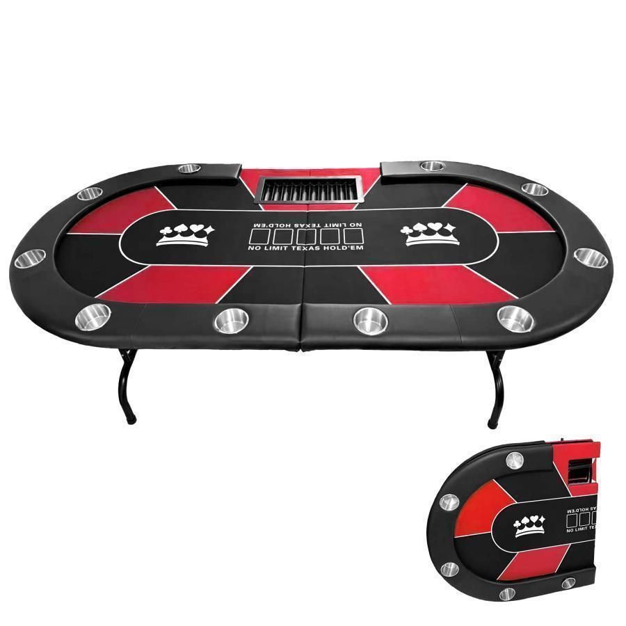 2654新品*ポーカーテーブル10人対応カジノ チップラック ドリンクホルダー赤 2654 ポーカー テーブル レッド 折りたたみ 10人対応 家庭用 業務用