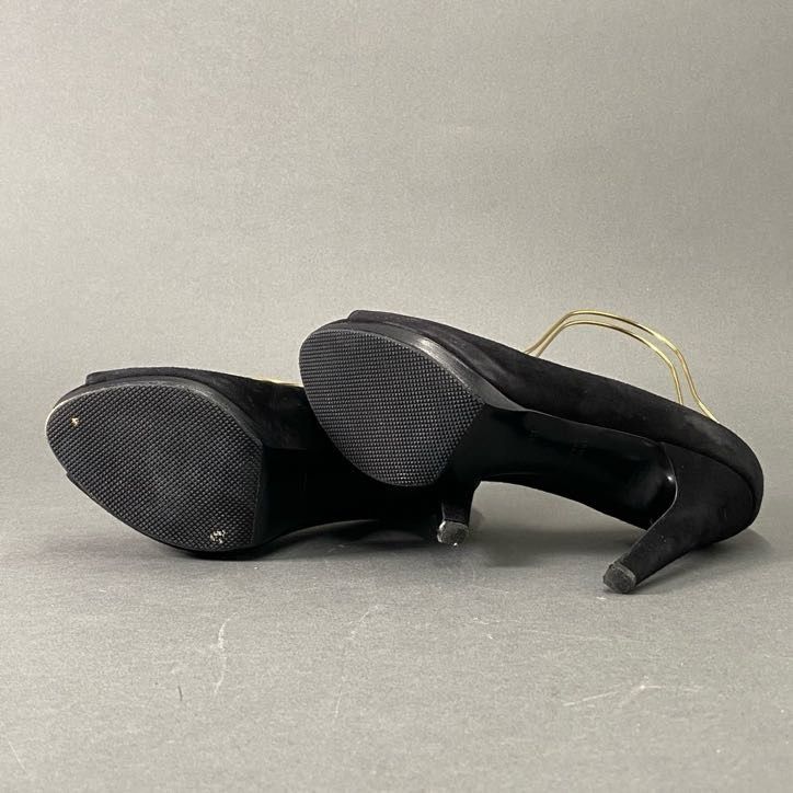 2h15 HERMES エルメス スエード オープントゥ ヒールパンプス 38