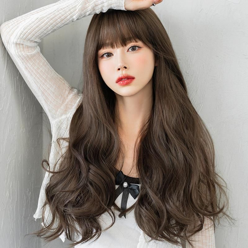 ウィッグ ロングストレート ゆるふわ フルウィッグ ダークブラウン ヘアネット付 即納！最大半額！ - ウィッグ・エクステ