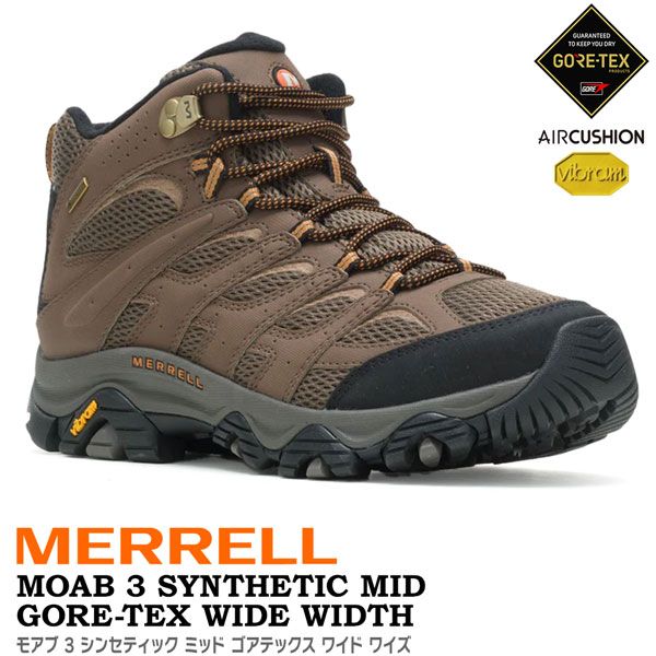 メレル モアブ3 MERRELL MOAB 3 SYNTHETIC MID GORE TEX WIDE WIDTH EARTH
