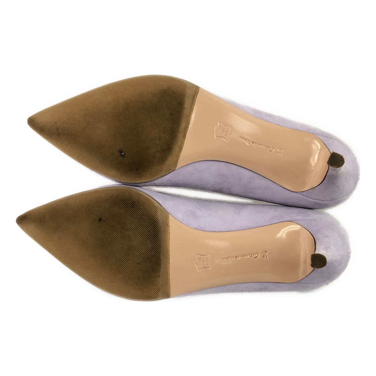美品　GIANVITO ROSSI ジャンヴィトロッシ　ポインテッドトゥパンプス チャンキーヒール ポインテッドトゥパンプス（シューズ