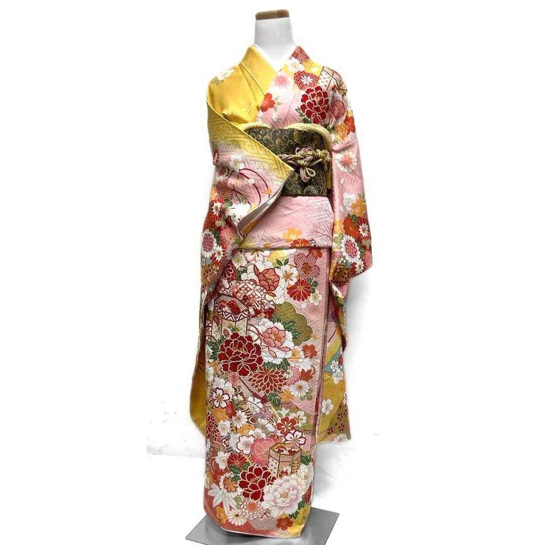 振袖　刺繍　金彩　貝桶　牡丹　熨斗　菊　牡丹　流水　成人式　着物　101b d 振袖 刺繍 金彩 貝桶 牡丹 熨斗 菊 牡丹 流水 成人式 着物 101b