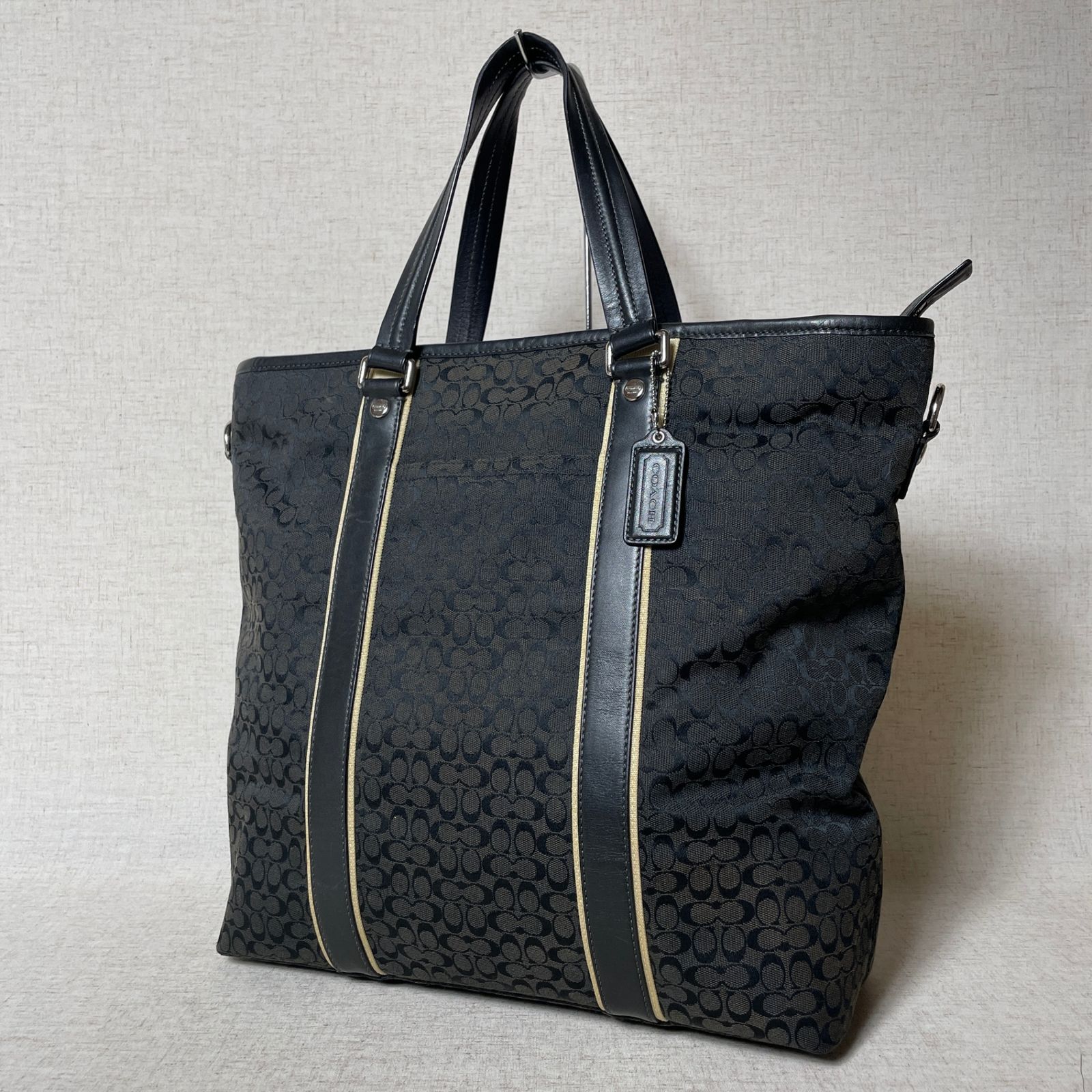 2504-216｜美品｜コーチ ミニシグネチャー トートバッグ ブラック 