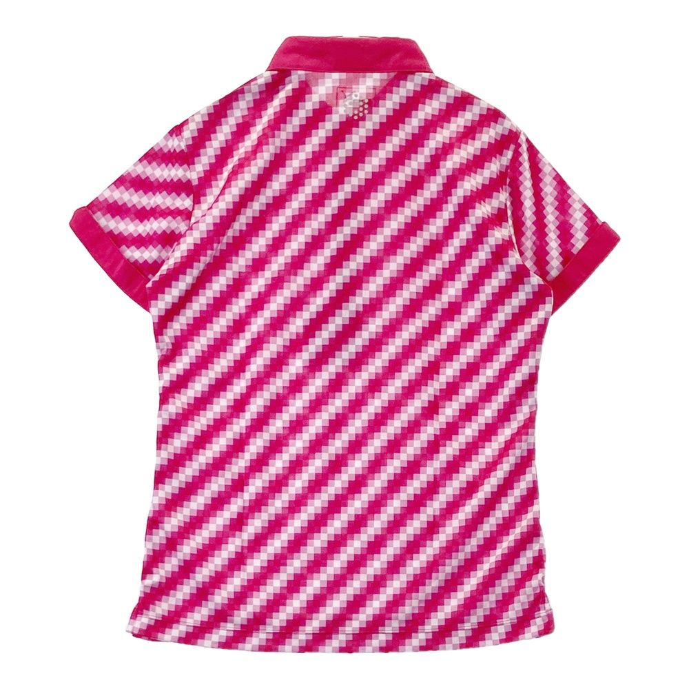 サイズ：M PUMA GOLF プーマゴルフ  ロゴ刺繍入り 半袖ポロシャツ 総柄 ピンク系 [240101495907] ゴルフウェア レディース ストスト