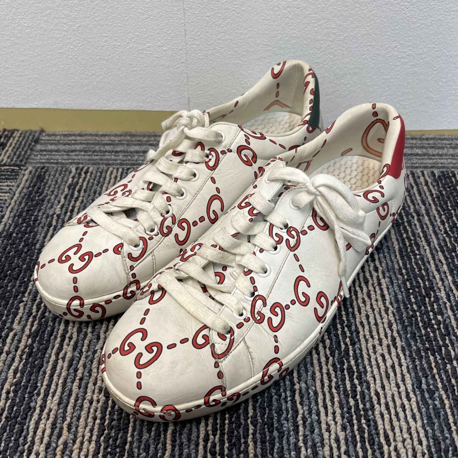 NPA】約27cm GUCCI (グッチ) GGシグネチャー レザー ローカット 