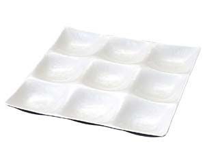 ヌ715-048 A 25 cm角ABS 9点プレート ホワイトアクア裏黒