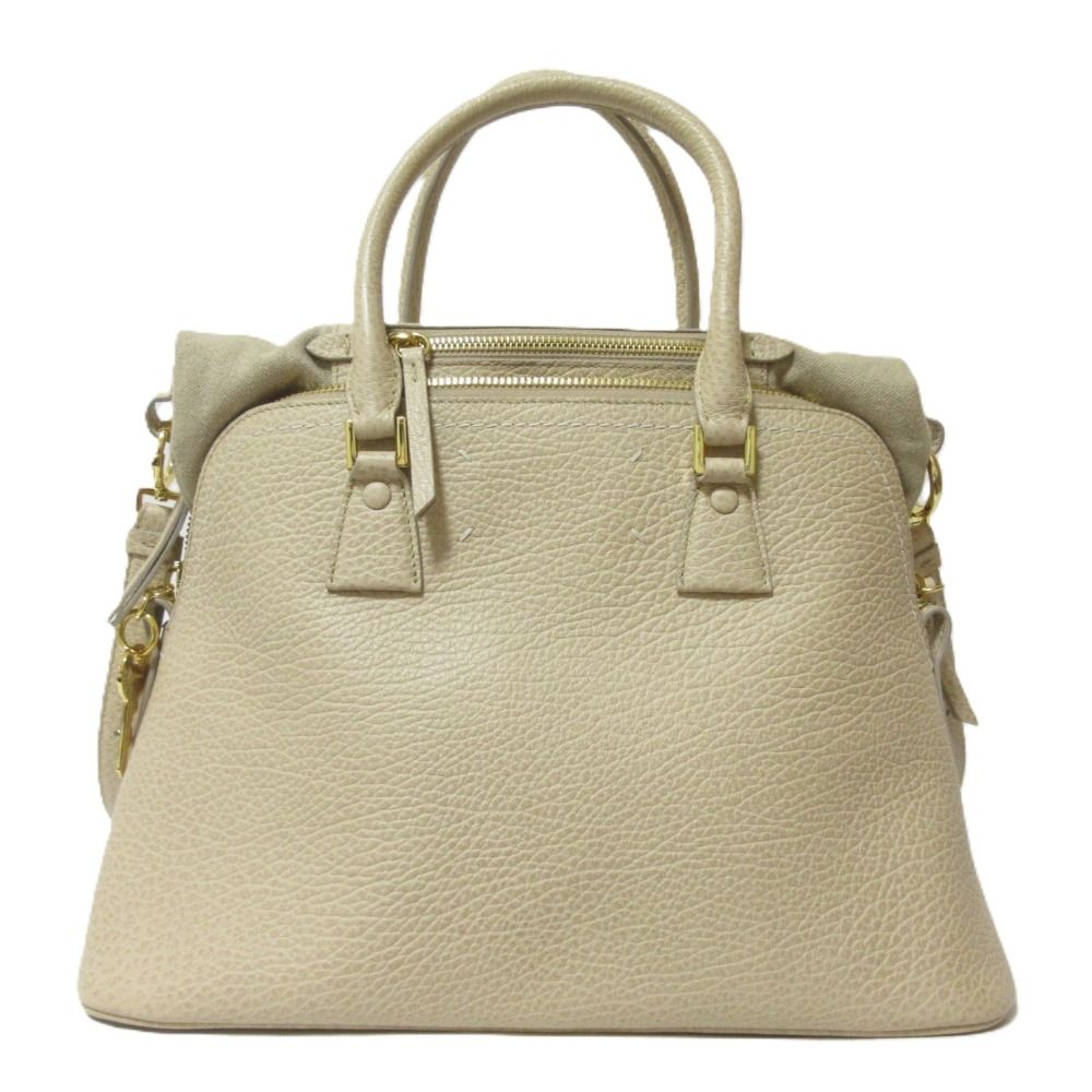 美品 Maison Margiela 5AC レザー 2WAYハンドバッグ Maison Margiela☆5AC ミニトートバッグ 2WAY スムースレザー (Maison