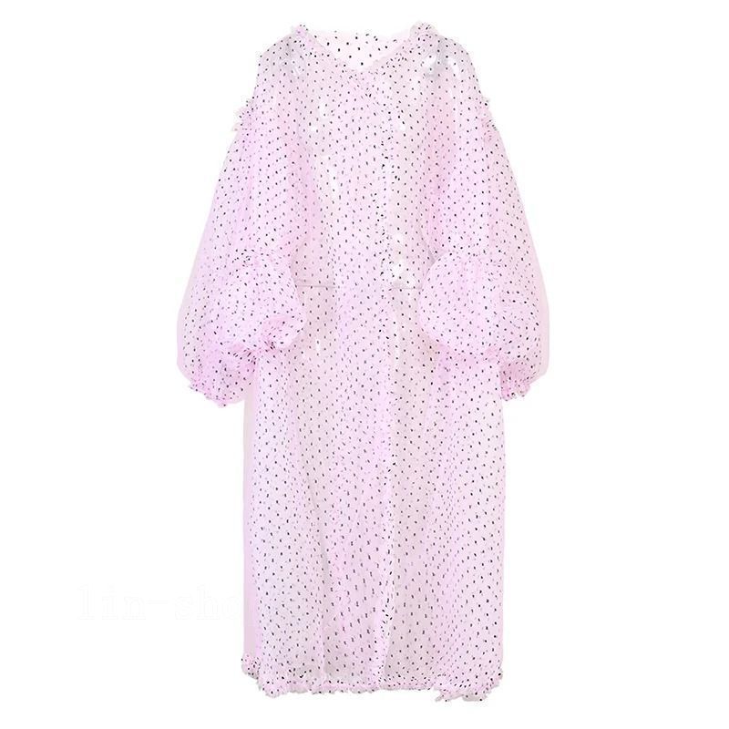 ワンピース ロング メッシュブラウス シースルー かわいい ラージ Vネック 長袖 ルーズフィット ファッショナブル 春 [0092]