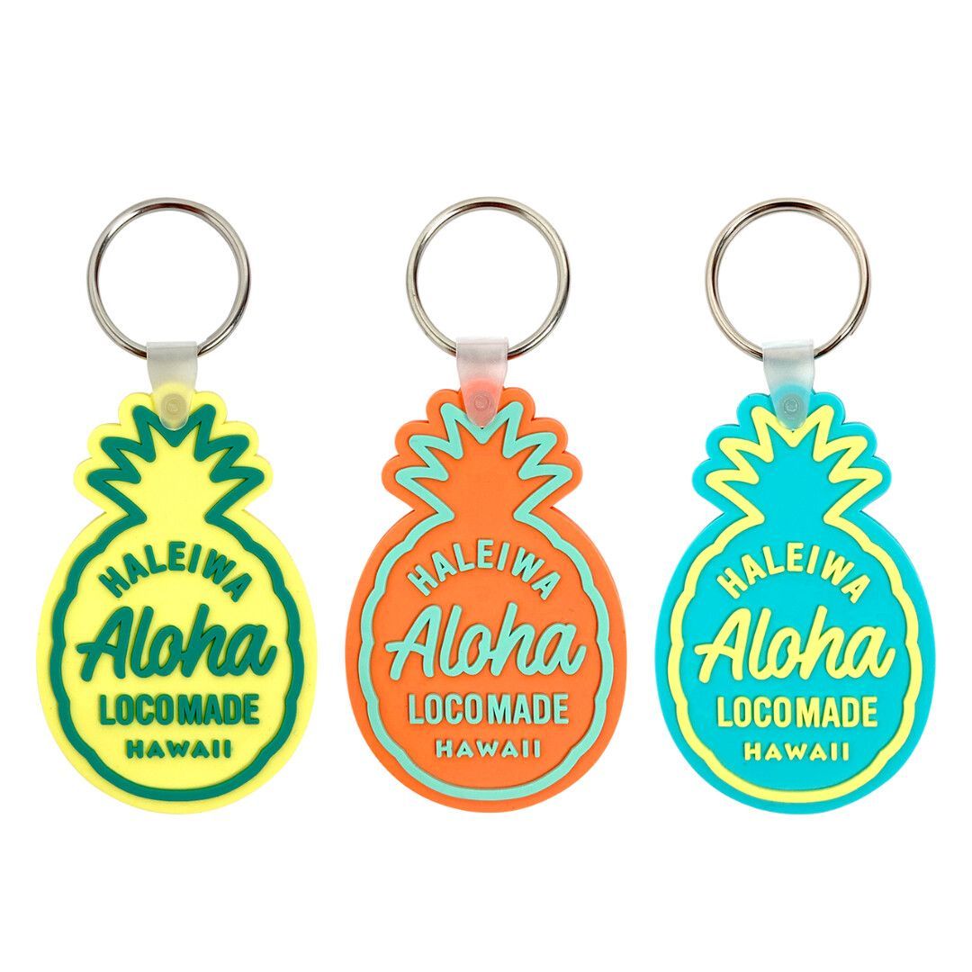 ★新品★【ラバーキーリング：パイナップル】※フォロワー限定クーポン有り HALEIWA HAPPY MARKET キーホルダー ラバーキーリング  アメ雑 アメリカン雑貨 ハワイ