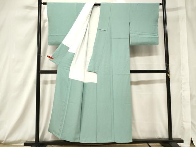 平和屋着物○上質な色無地 草花地紋 灰青色 正絹 逸品 AAAV7159zg