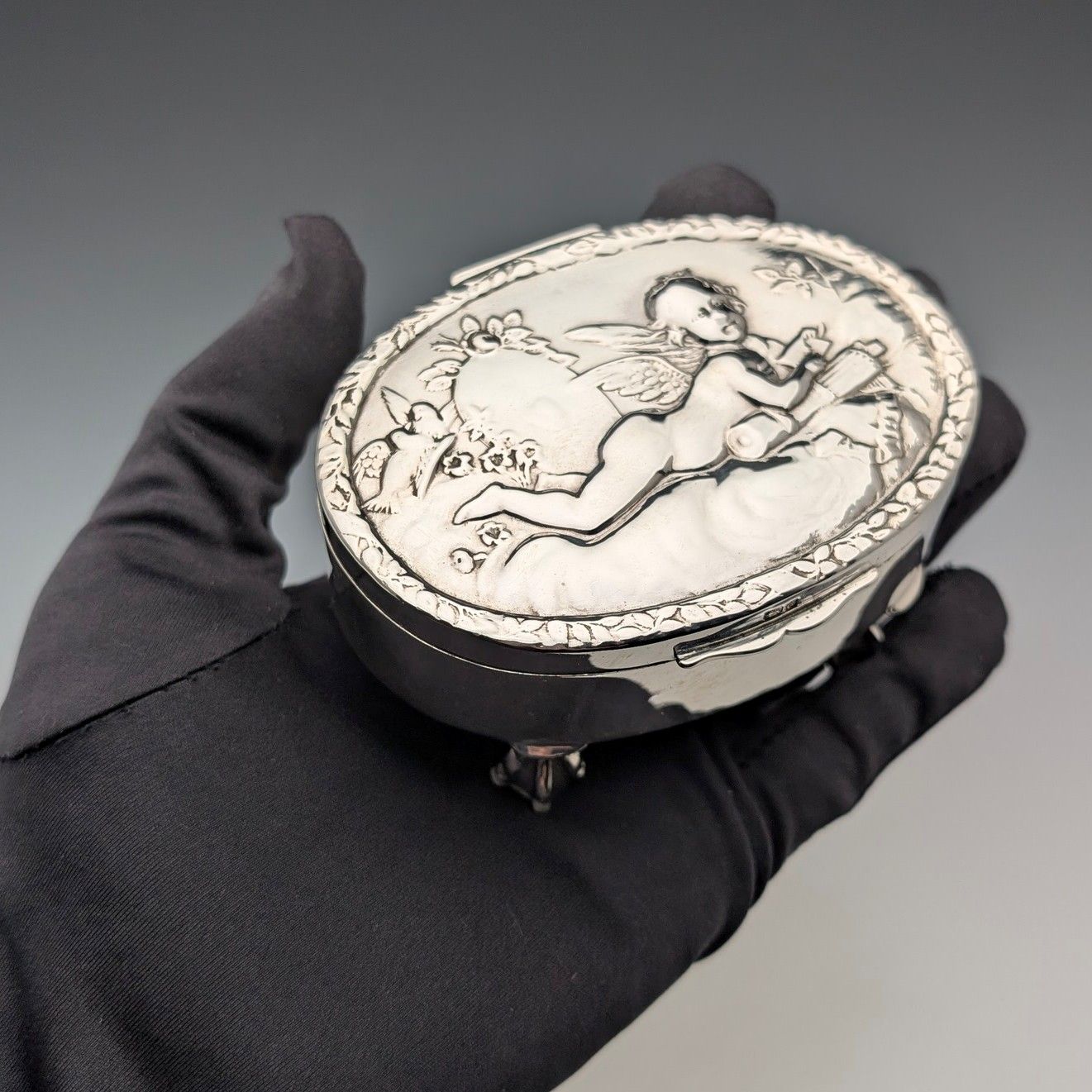 1903年 英国アンティーク 純銀製 ジュエリーボックス 111g