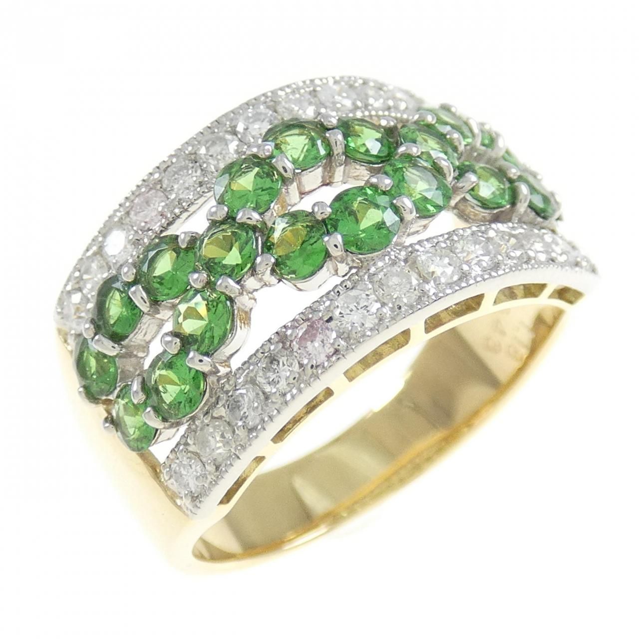 PT/K18YG ガーネット リング 1.01CT K18 グリーンガーネット R1.01ct