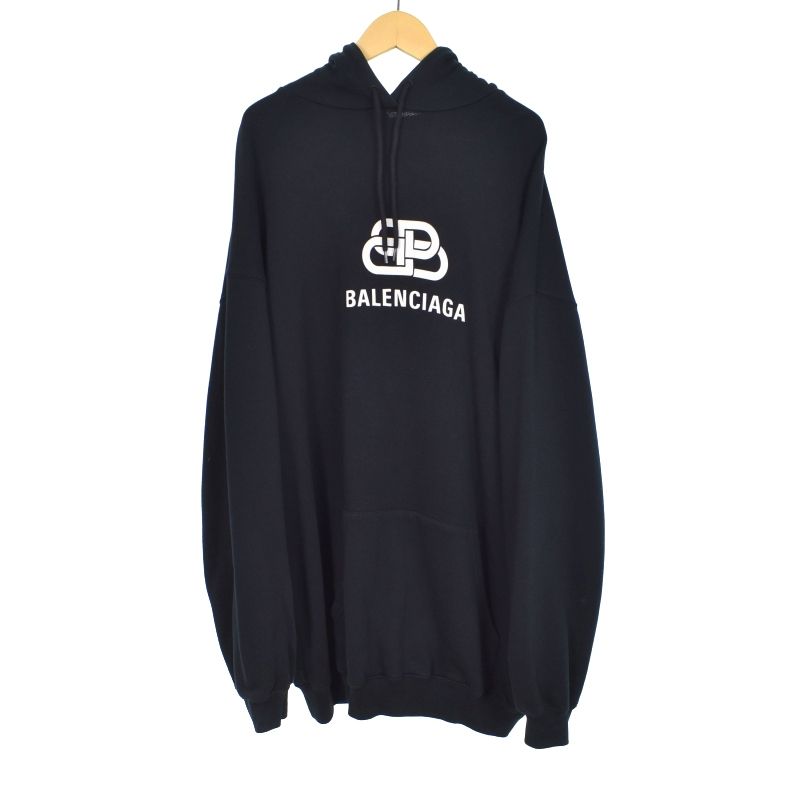 XS★アウトレット★BALENCIAGA★アーカイブロゴブラックフーディ BALENCIAGA(バレンシアガ) フードロゴパーカーパーカーCA00985