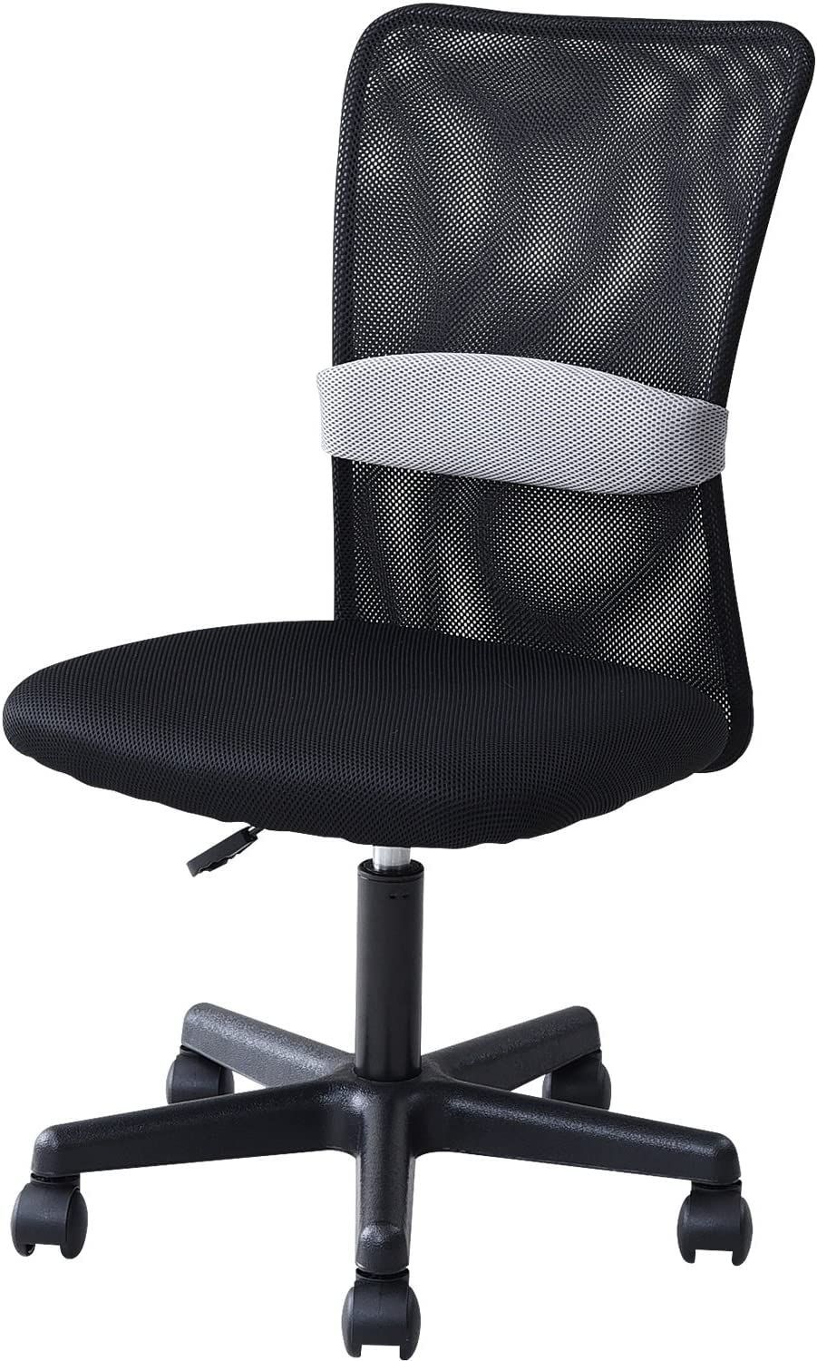 山善 オフィスチェア コンパクト メッシュ ハイバック 腰当てつき 幅51.5×奥行59×高さ85-97cm 組立品 ブラック EHL-50 BK 在宅勤務