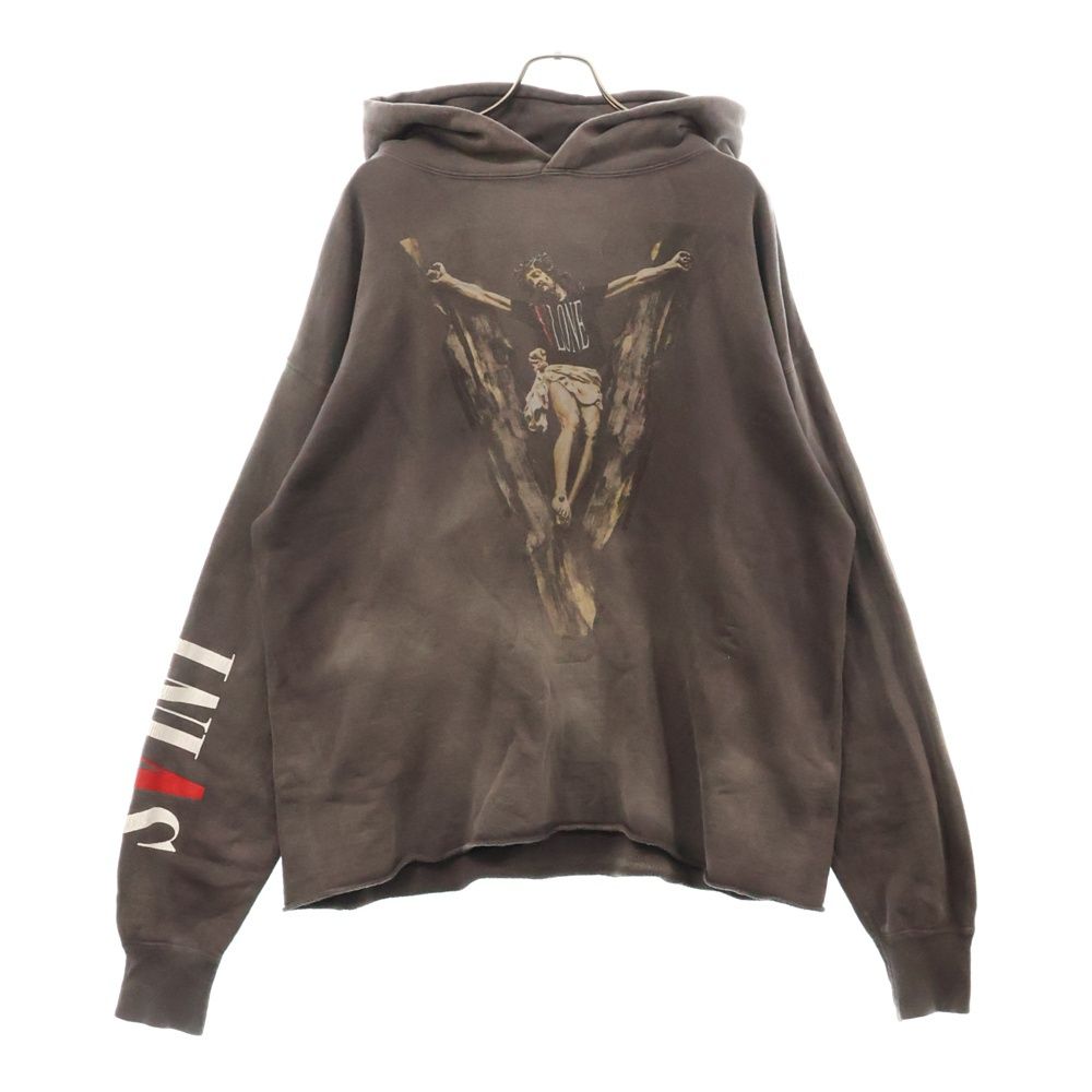 SAINT MICHAEL セントマイケル 22SS ×VLONE HOODIE SM ヴィーロン プリント スウェット プルオーバーパーカー チャコール SM-S22-0000-070